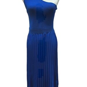Ted Baker Royal Blue Pleated Halter Dress, Size 3 (US 8)